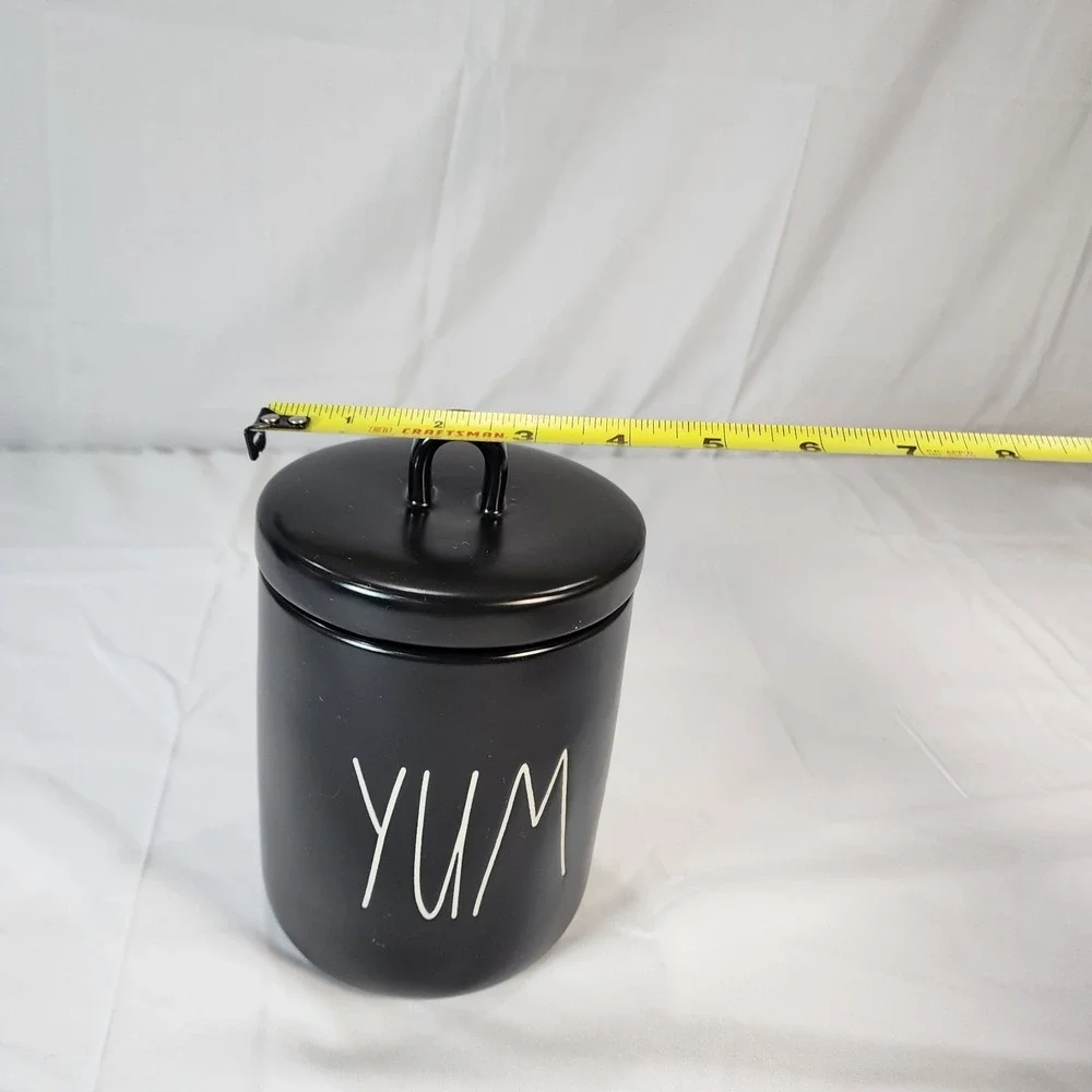 Rae Dunn Black YUM Canister Small Farmhouse Kitchen Decor Magenta